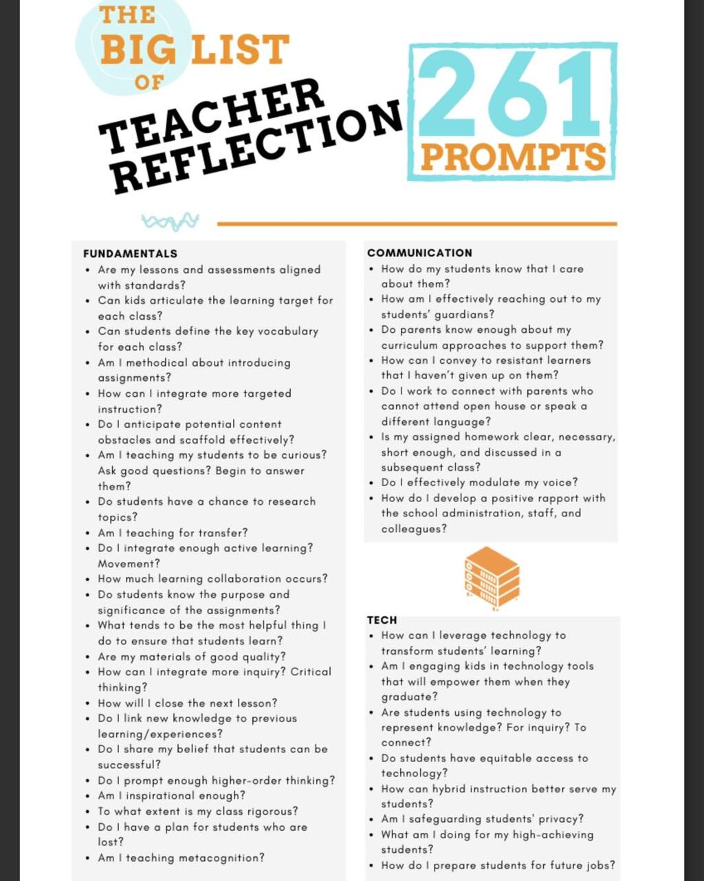 Teacher reflection prompts