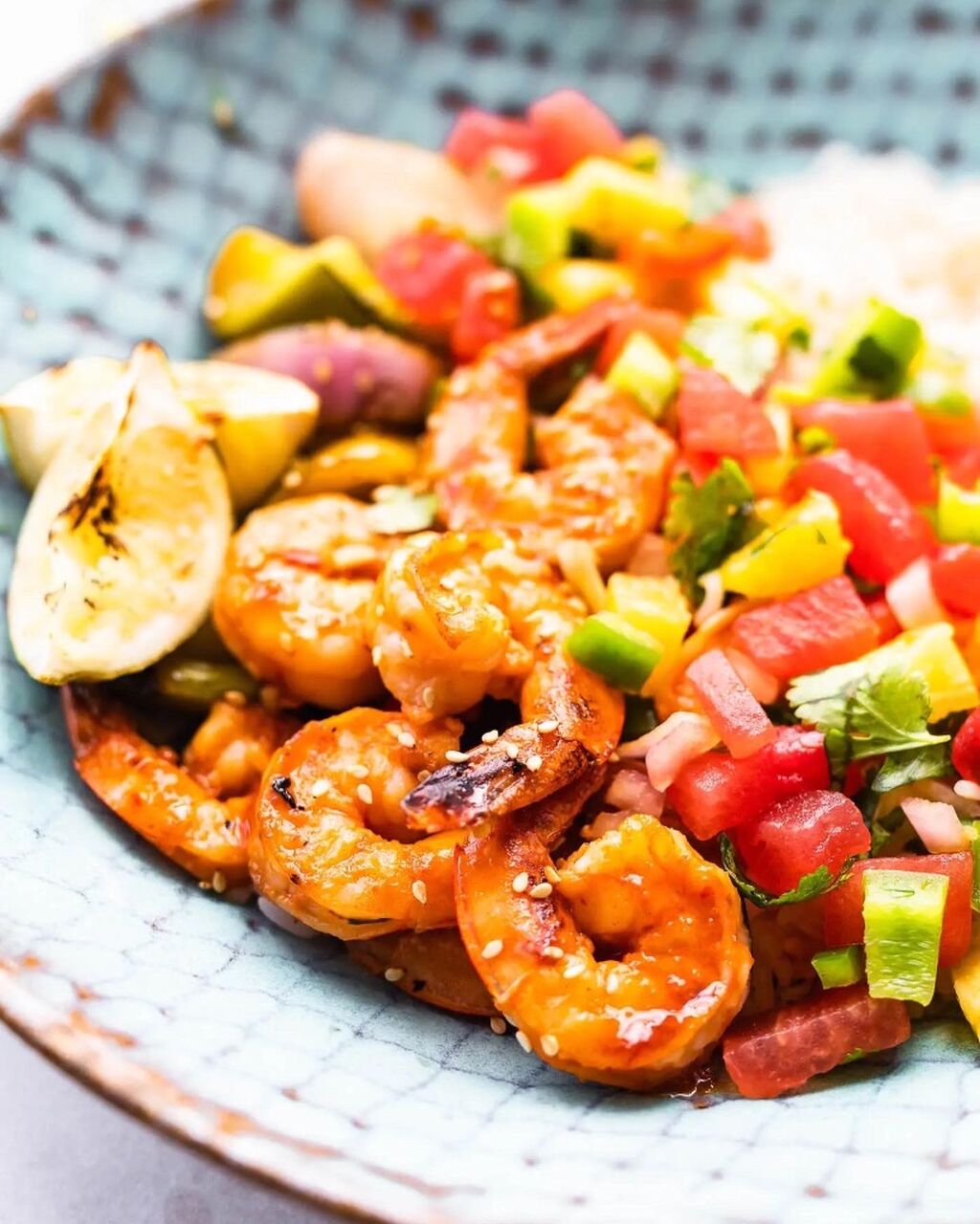 Chile ginger shrimp w/ watermelon salsa