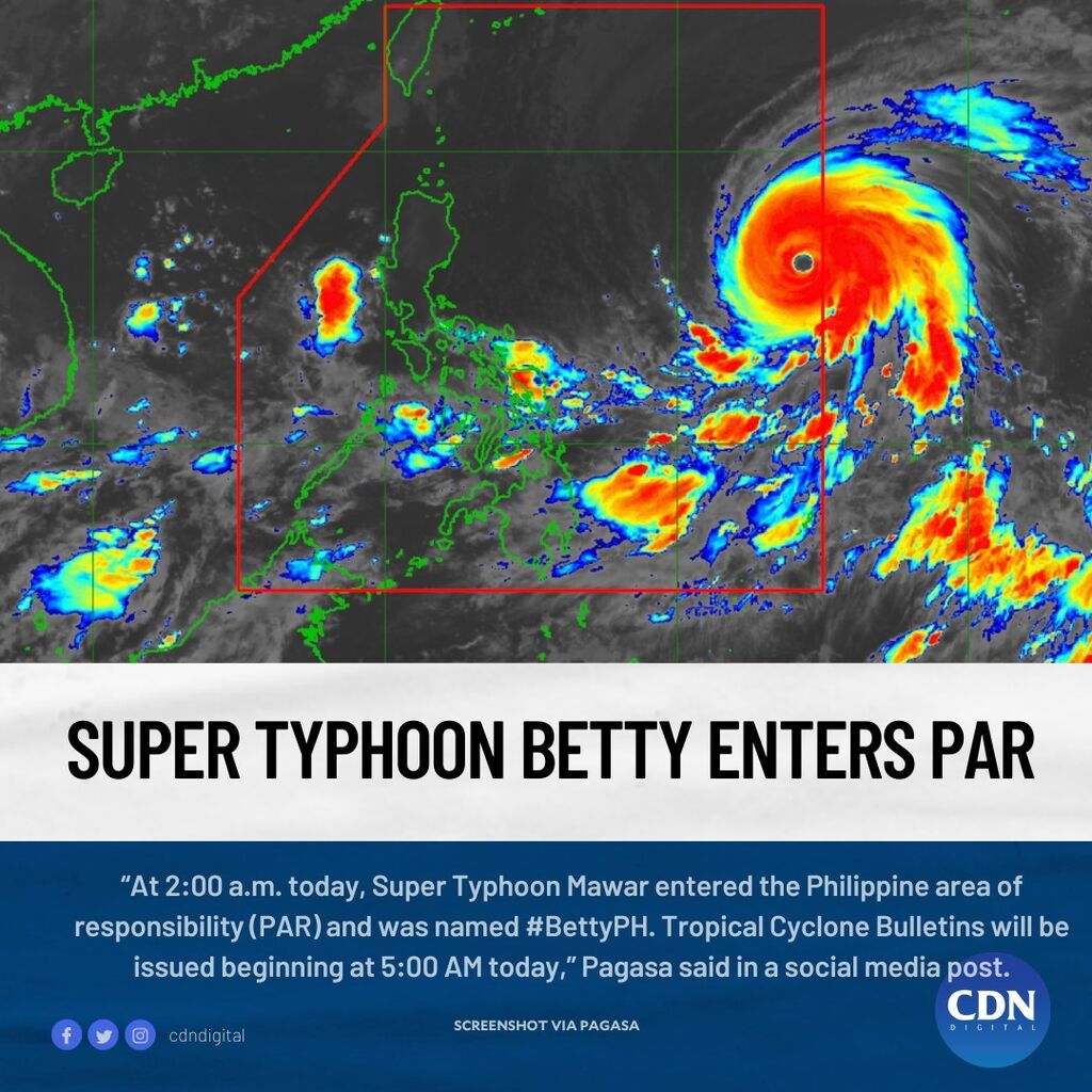 Super Typhoon Betty enters PAR