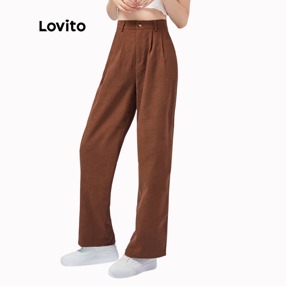 High-waist brown pants