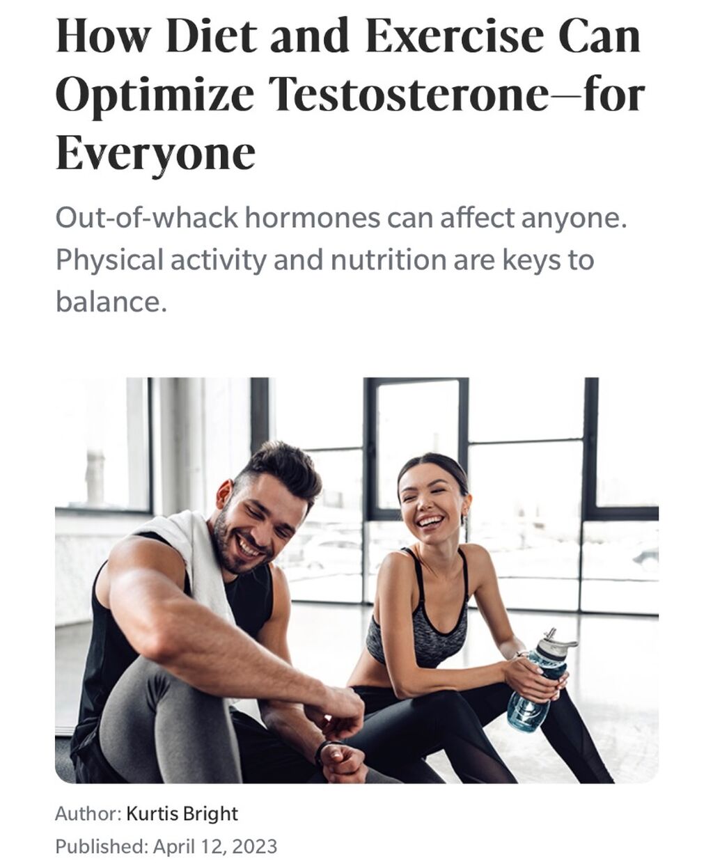 Diet, exercise, testosterone