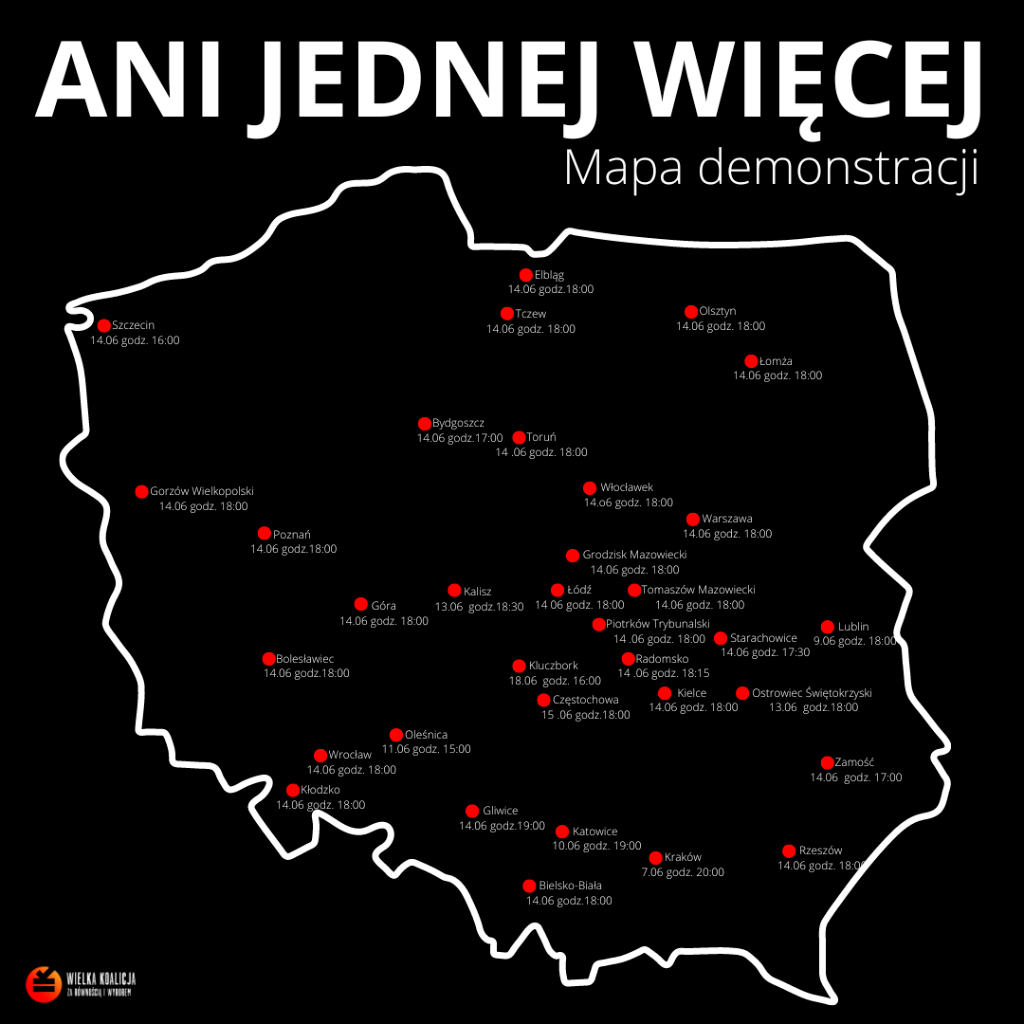 Lista z wydarzeniami protest&oacute;w