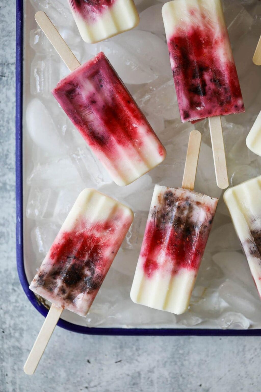 Creamy Yogurt Popsicles with Berries