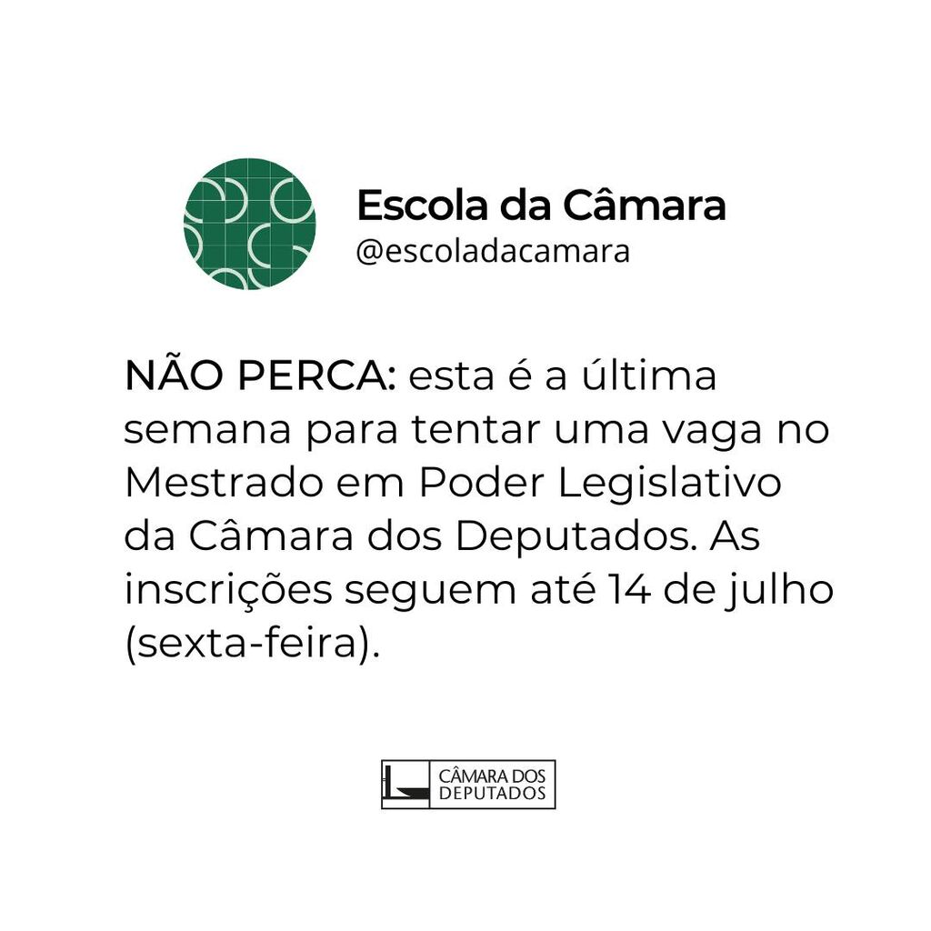 Mestrado em Poder Legislativo - processo seletivo de alunos regulares