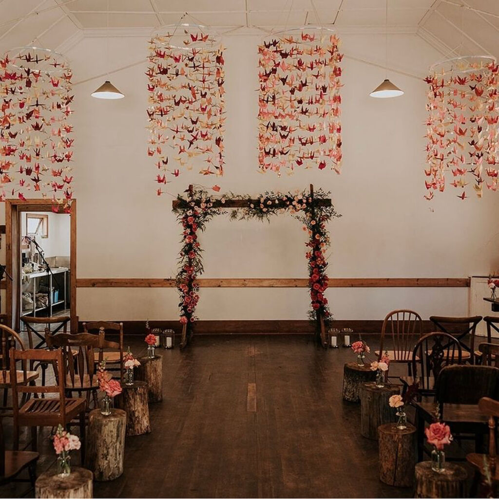 Sweet paper crane decorations at Kuitpo Hall