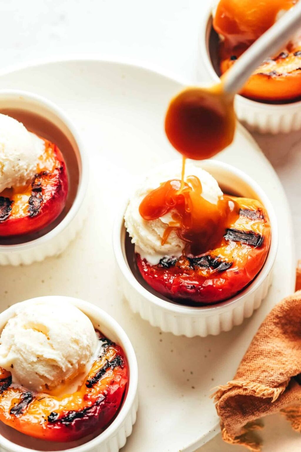 Grilled Peaches with Bourbon Caramel Sauce