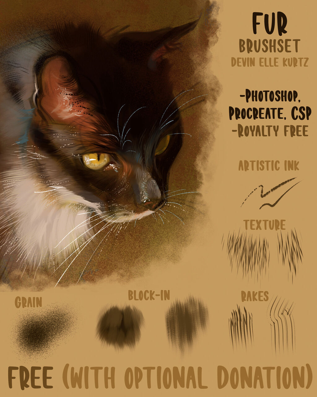 Fur Brushset (Photoshop, Clip Studio Paint, Procreate)