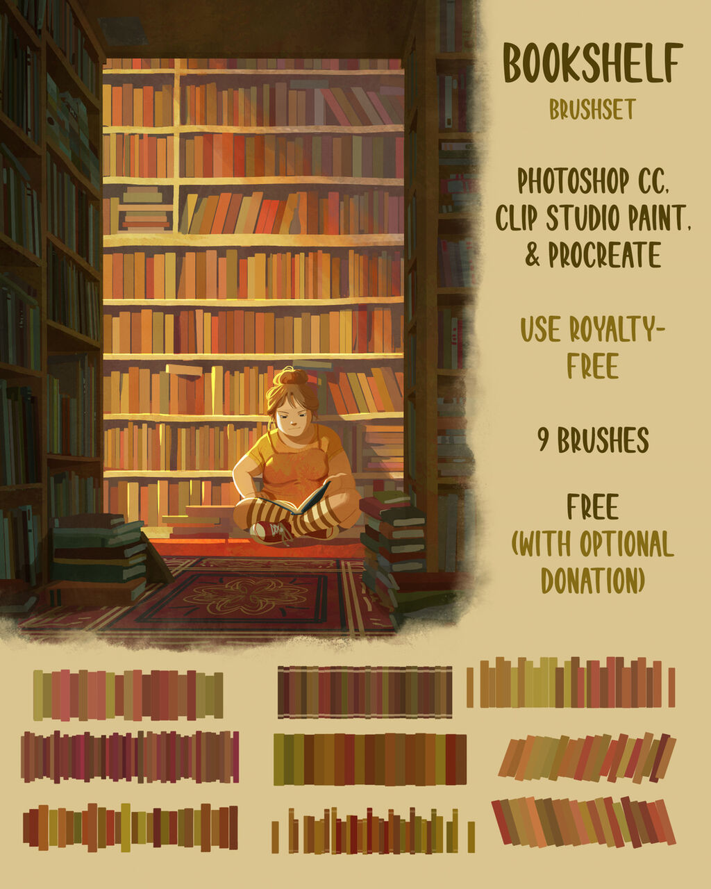 Bookshelf Brushset (Photoshop, CSP, Procreate)