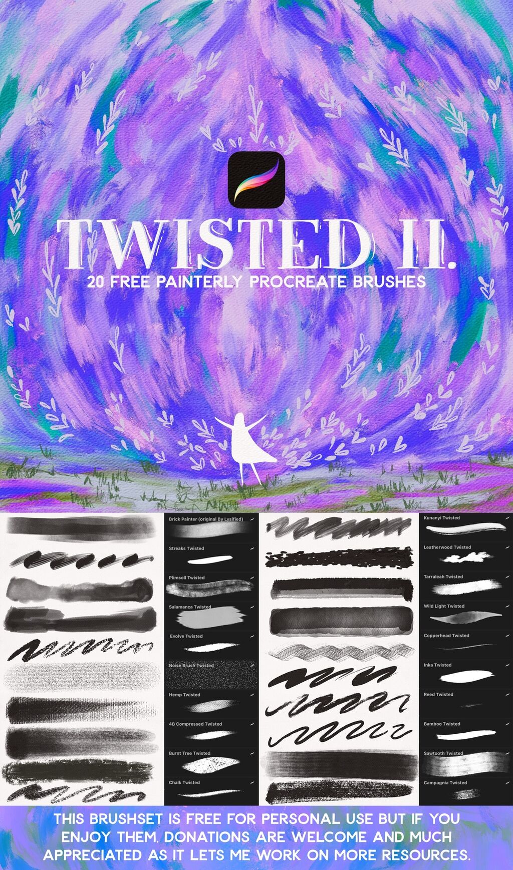 Twisted Vol. 2. - Another 20 free procreate brushes - paint, pastel, pencil, ink!