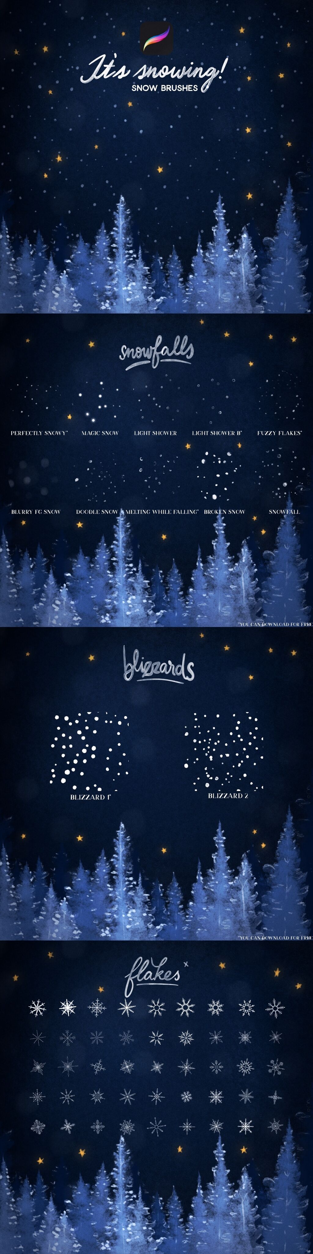 It&rsquo;s snowing! - free brushes for procreate