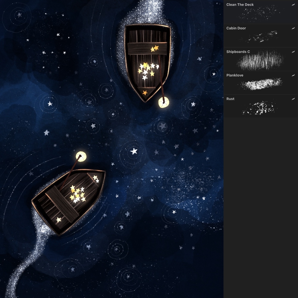 Sailing softly - 5 free procreate shaders + 2 color swatches