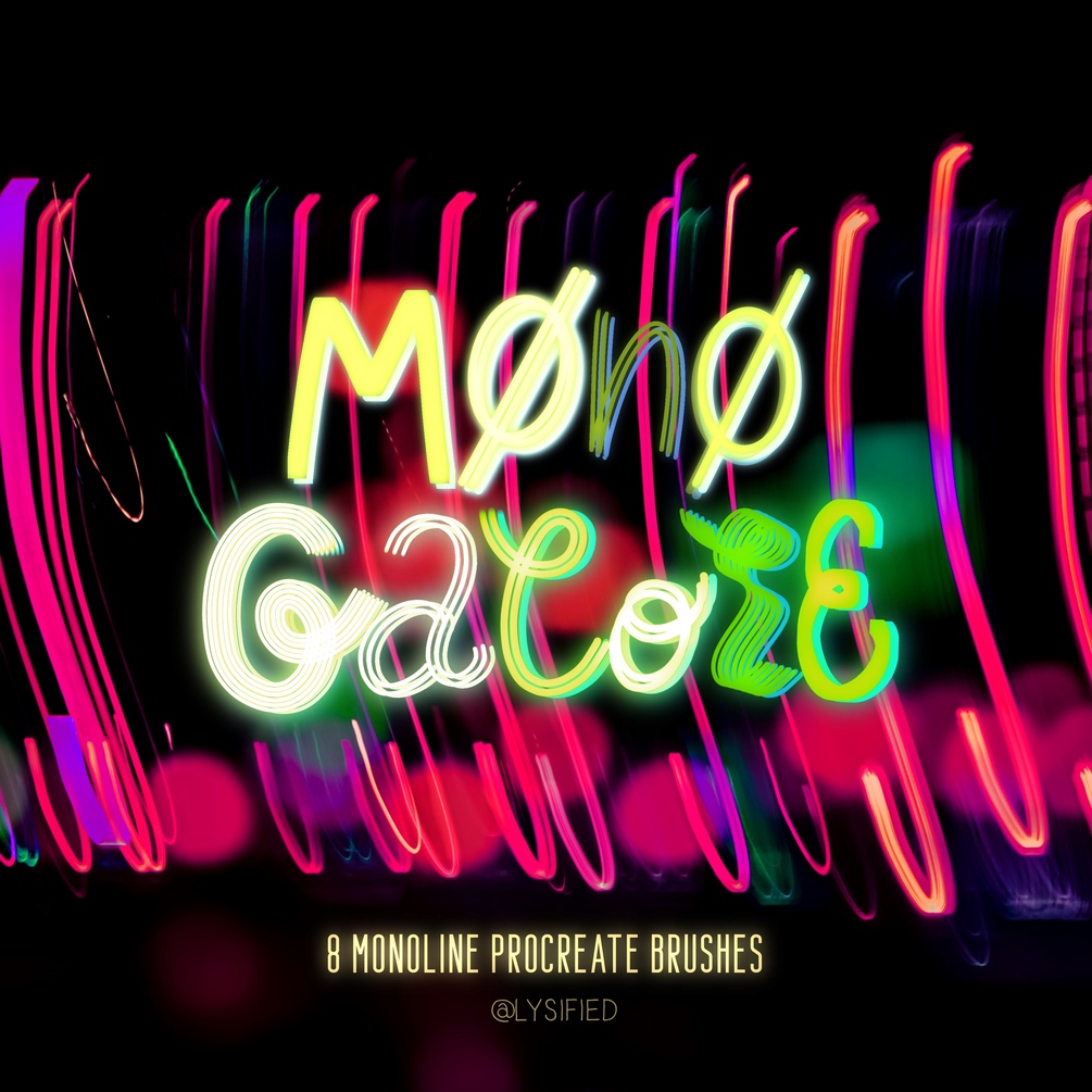 Mono galore - 8 monoline (lettering) brushes for Procreate 