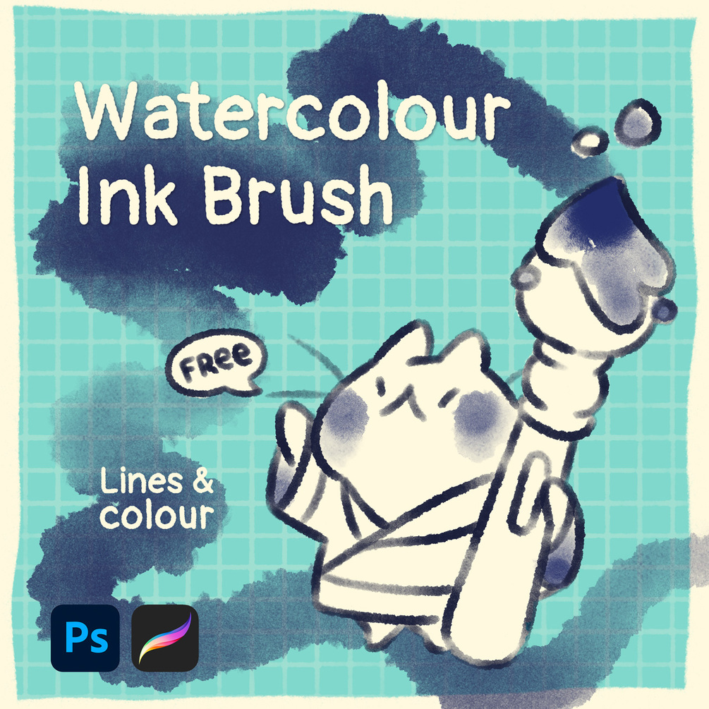 Watercolour Ink brush ✿ FREE Procreate & PS brush