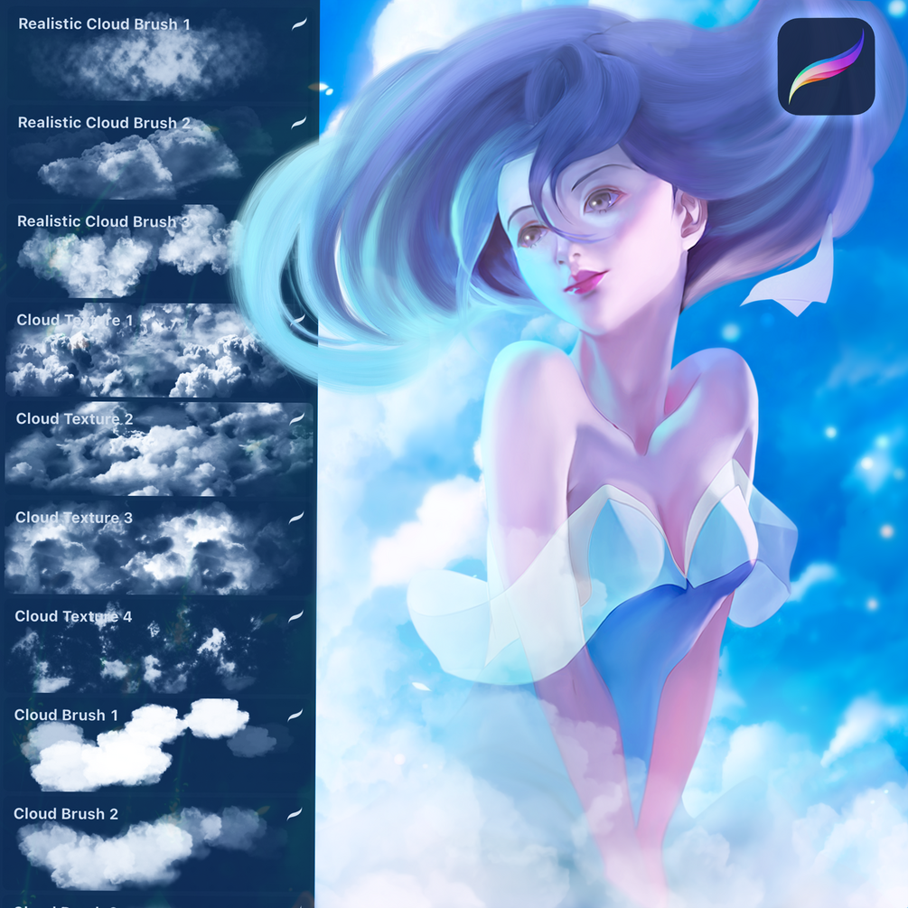 Free Cloud Brushes set for Procreate