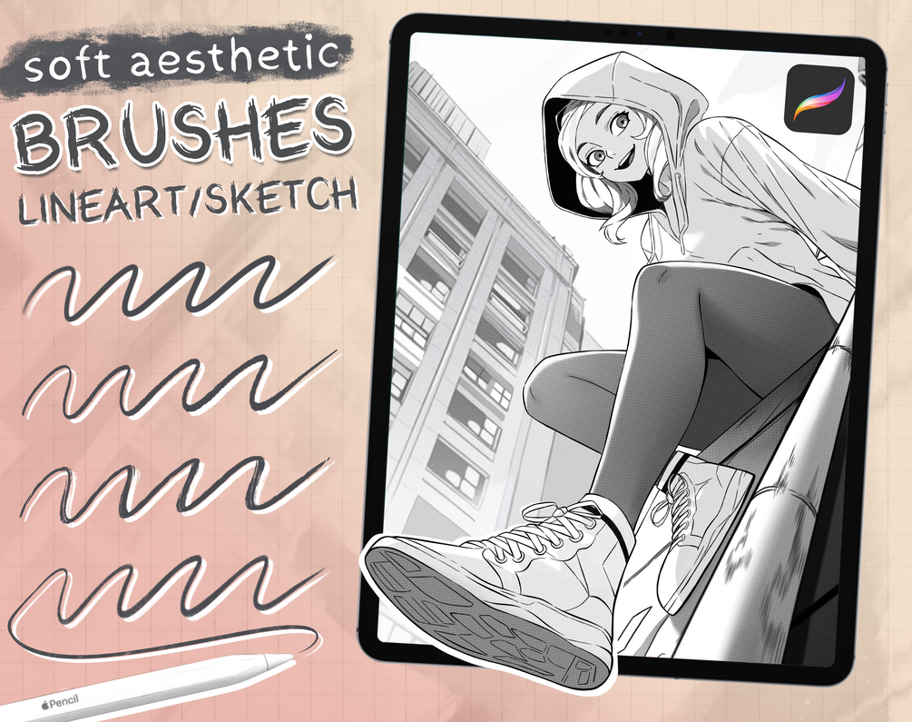 Free Aesthetic LineArt Brushes for Procreate