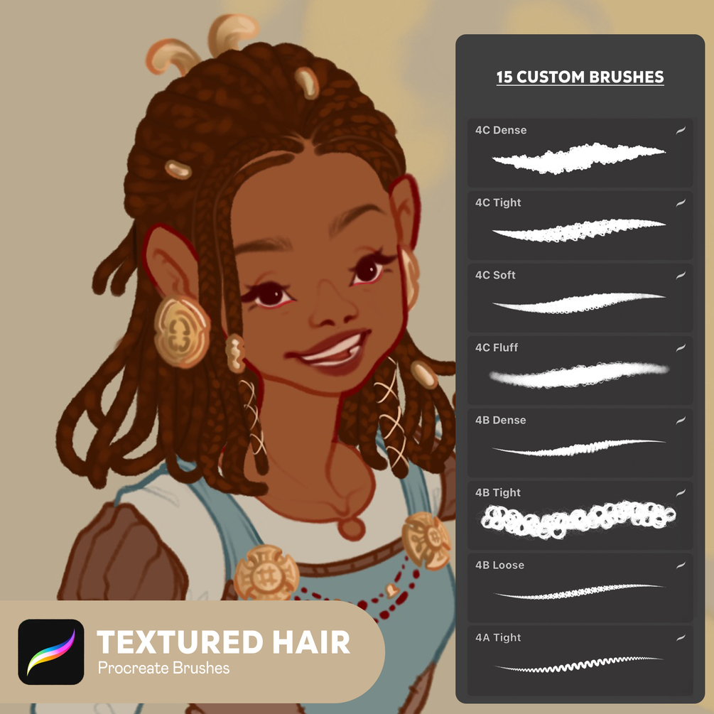 👩🏾Textured Hair Procreate Brushes