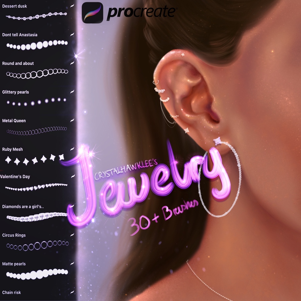 30 FREE Jewelry Brushes for Procreate app