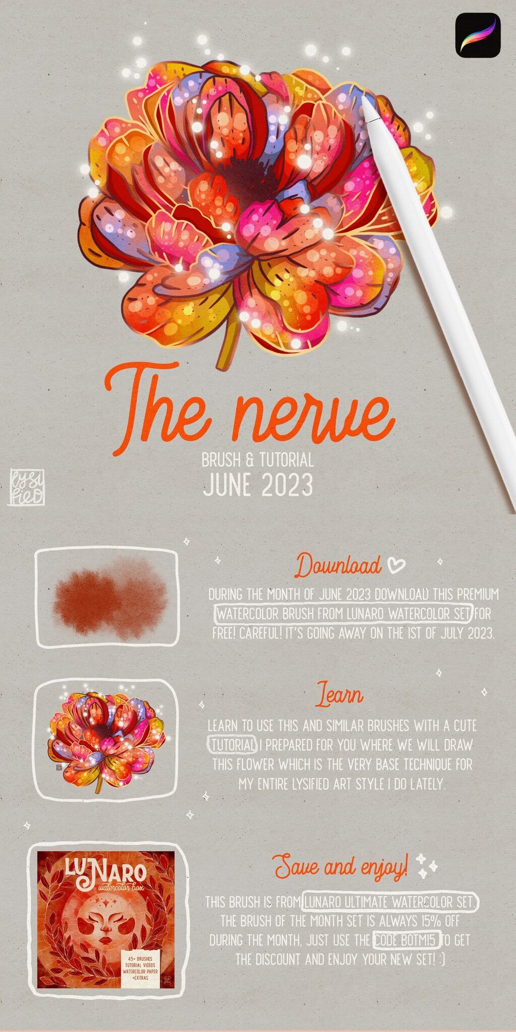 ❤️ Procreate free premium brush & tutorial of the month - The nerve (watercolor bleed from Lunaro)
