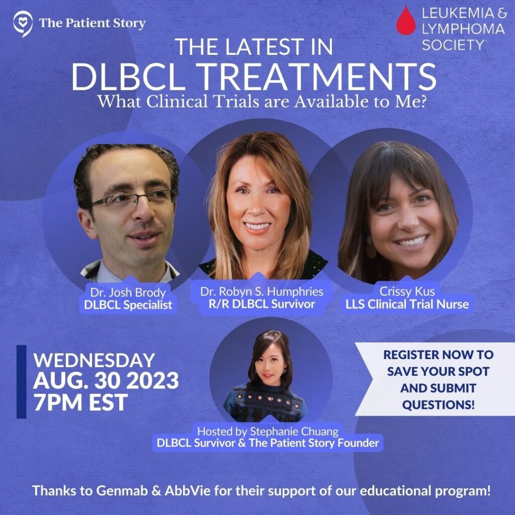 Welcome! You are invited to join a webinar: The Latest in DLBCL Treatments: What Clinical Trials are Available to Me?. After registering, you will receive a confirmation email about joining the webinar.
