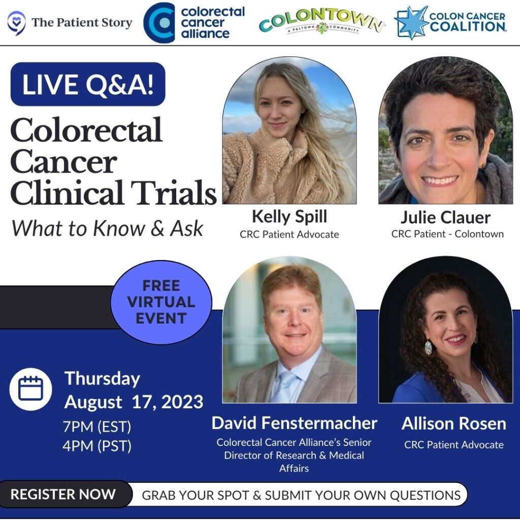 Welcome! You are invited to join a webinar: Live Q&A: Colorectal Cancer Clinical Trials - What to Know & Ask. After registering, you will receive a confirmation email about joining the webinar.