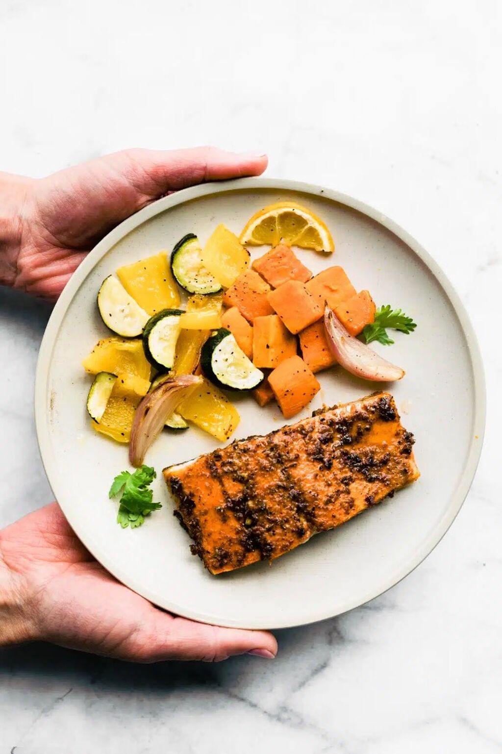 Sheet pan jerk salmon