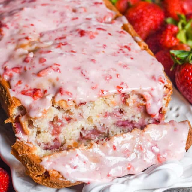 Strawberry Bread with Fresh Strawberry Glaze