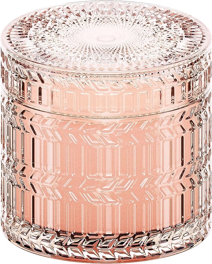 Rose/Sandalwood candle in textured glass 