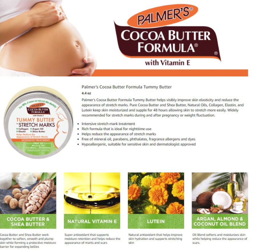 stretchmarks gone PALMERS COCOA BUTTER FORMULA, TUMMY BUTTER FOR STRETCH MARKS 125g 4.4oz #PREGNANT #STRETCHMARKS