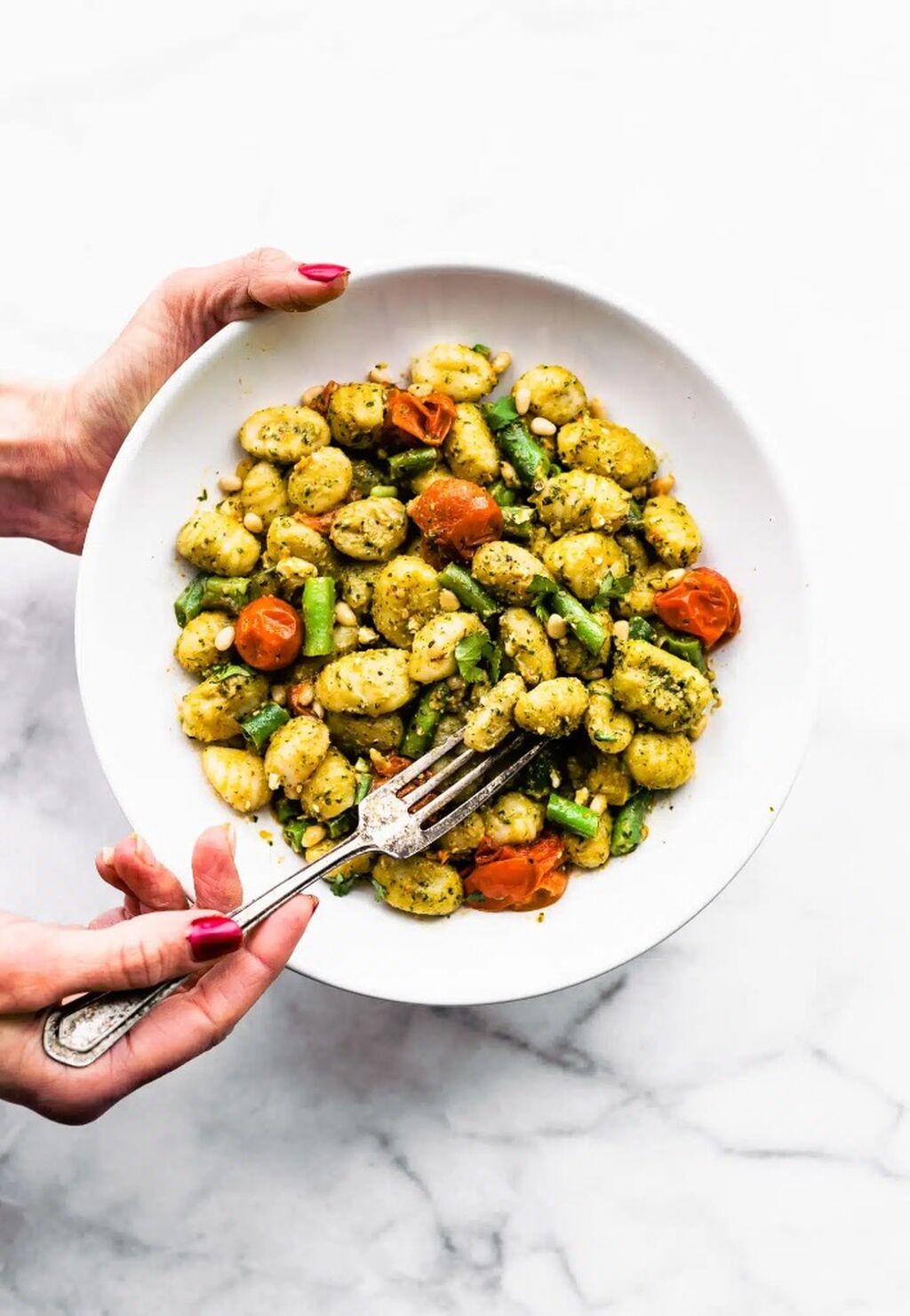 Gluten free pesto gnocchi pasta salad 