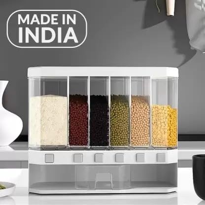  Kitchen 6 Grid Dry Food Dispenser Space Saving Food Storage Containers
