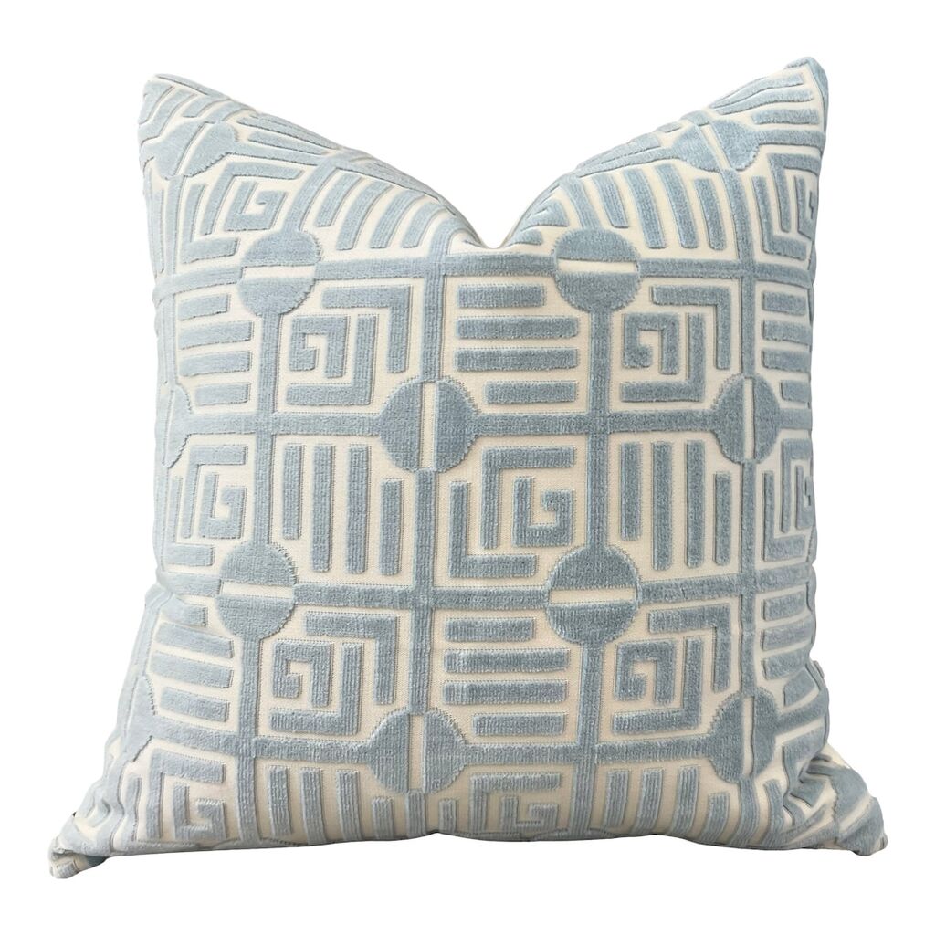 Thibaut Labyrinth Velvet Pillow in Spa Blue. High End Pillows - Etsy