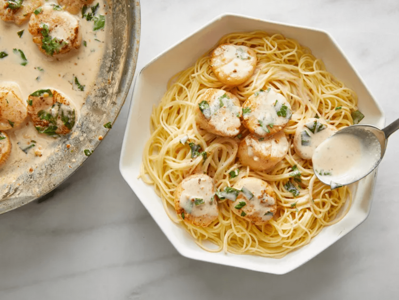 Sea Scallops and Angel Hair Pasta