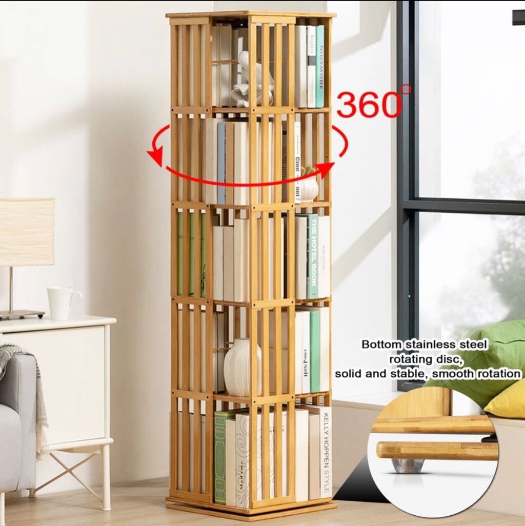 BAMBOO ROTATING BOOKSHELF