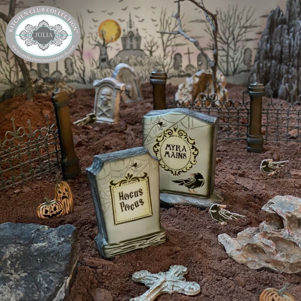 JULIA'S GRAVEYARD FENCE AND HALLOWEEN TOMBSTONE KITS