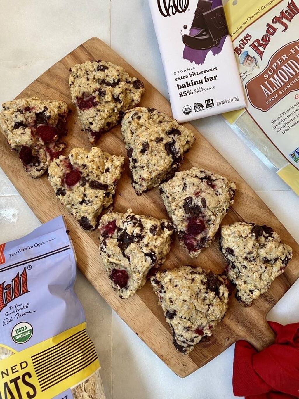 Chocolate Raspberry Oat Scones