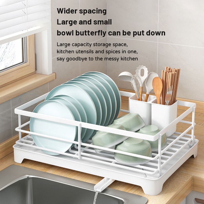 Dish Rack with Rotatable Drain Rack 