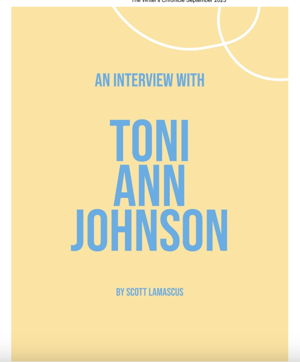 Toni Ann Interview in The Writer's Chronicle by Scott LaMascus