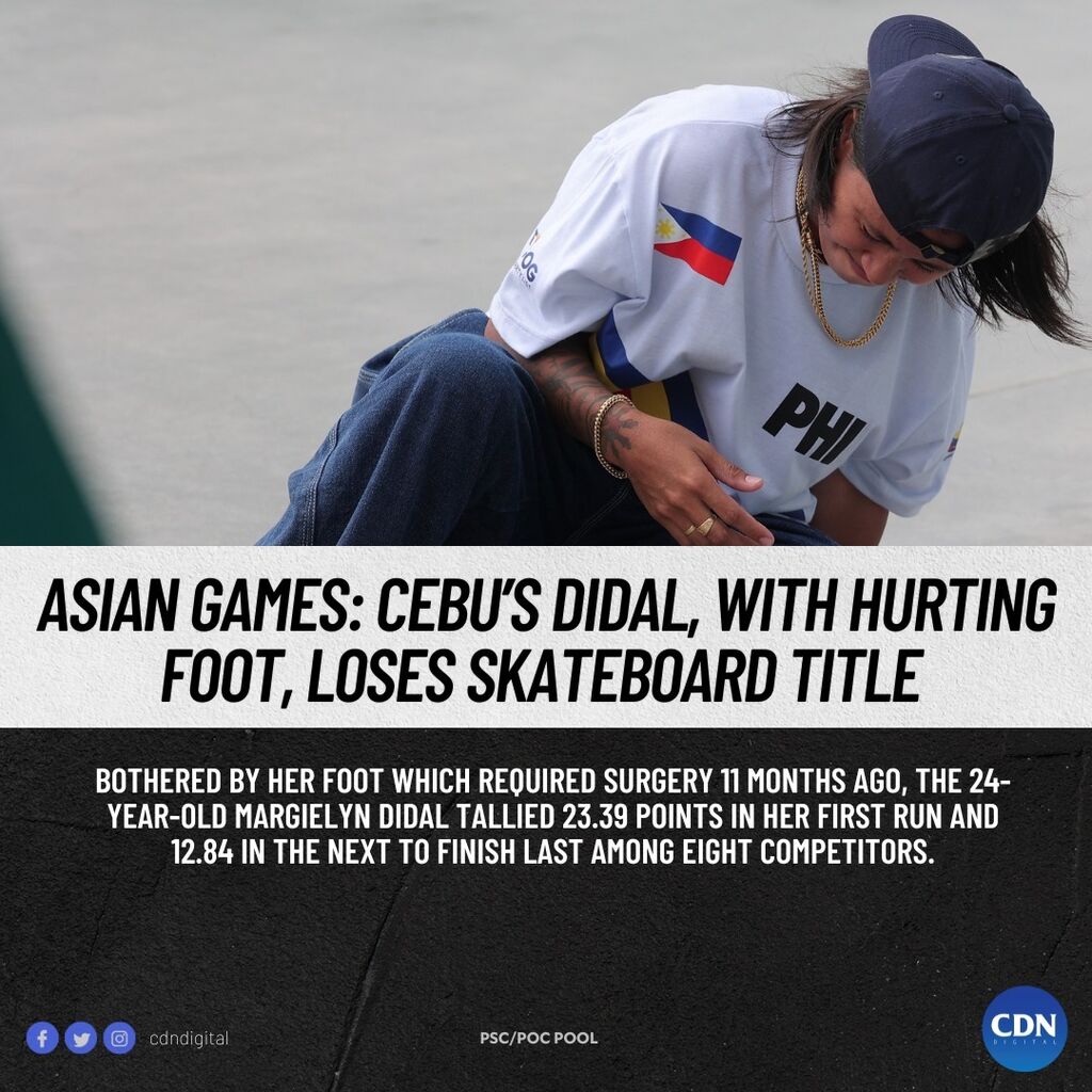 Asian Games: Cebu&rsquo;s Didal, with hurting foot, loses skateboard title