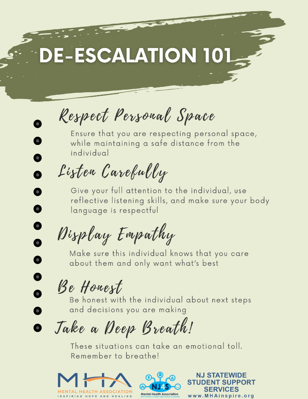 De-escalation Techniques - Handout Resource