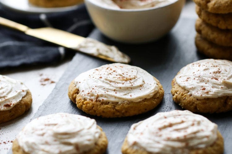 Soft Pumpkin Cookies with Cream Cheese Frosting