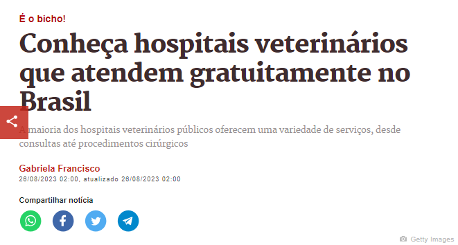 Hospitais Veterin&aacute;rios P&uacute;blicos