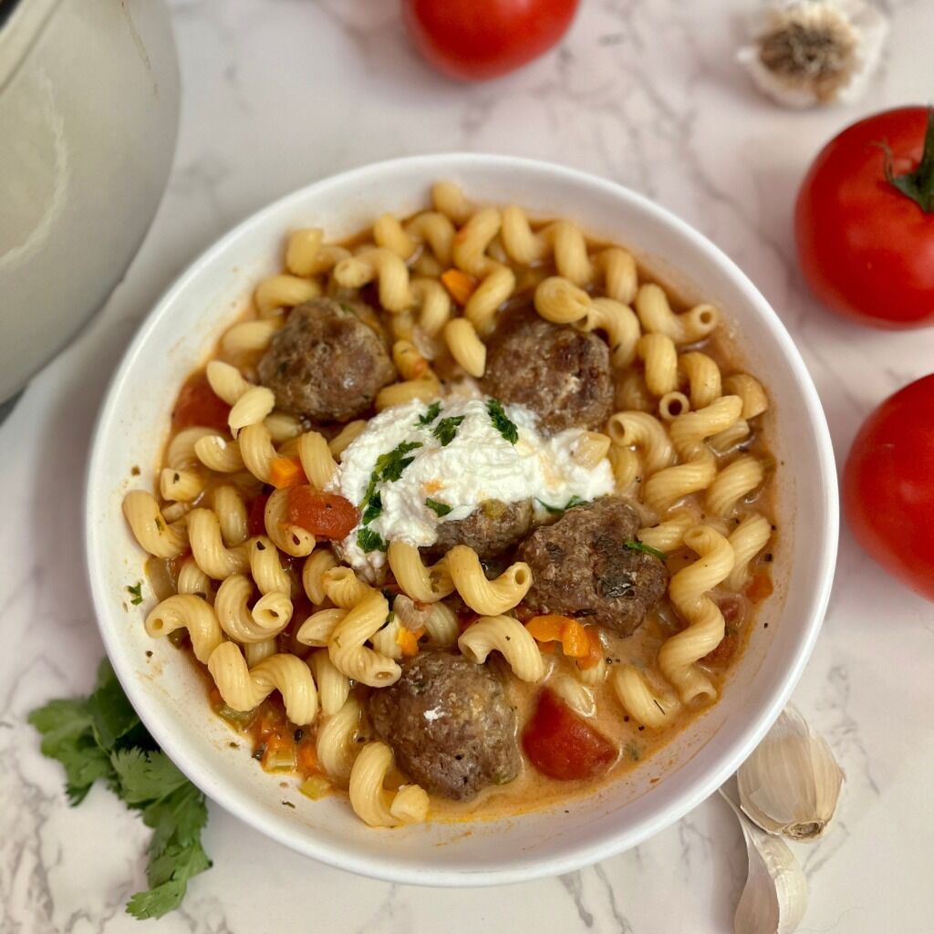 Meatball Cavatappi Soup