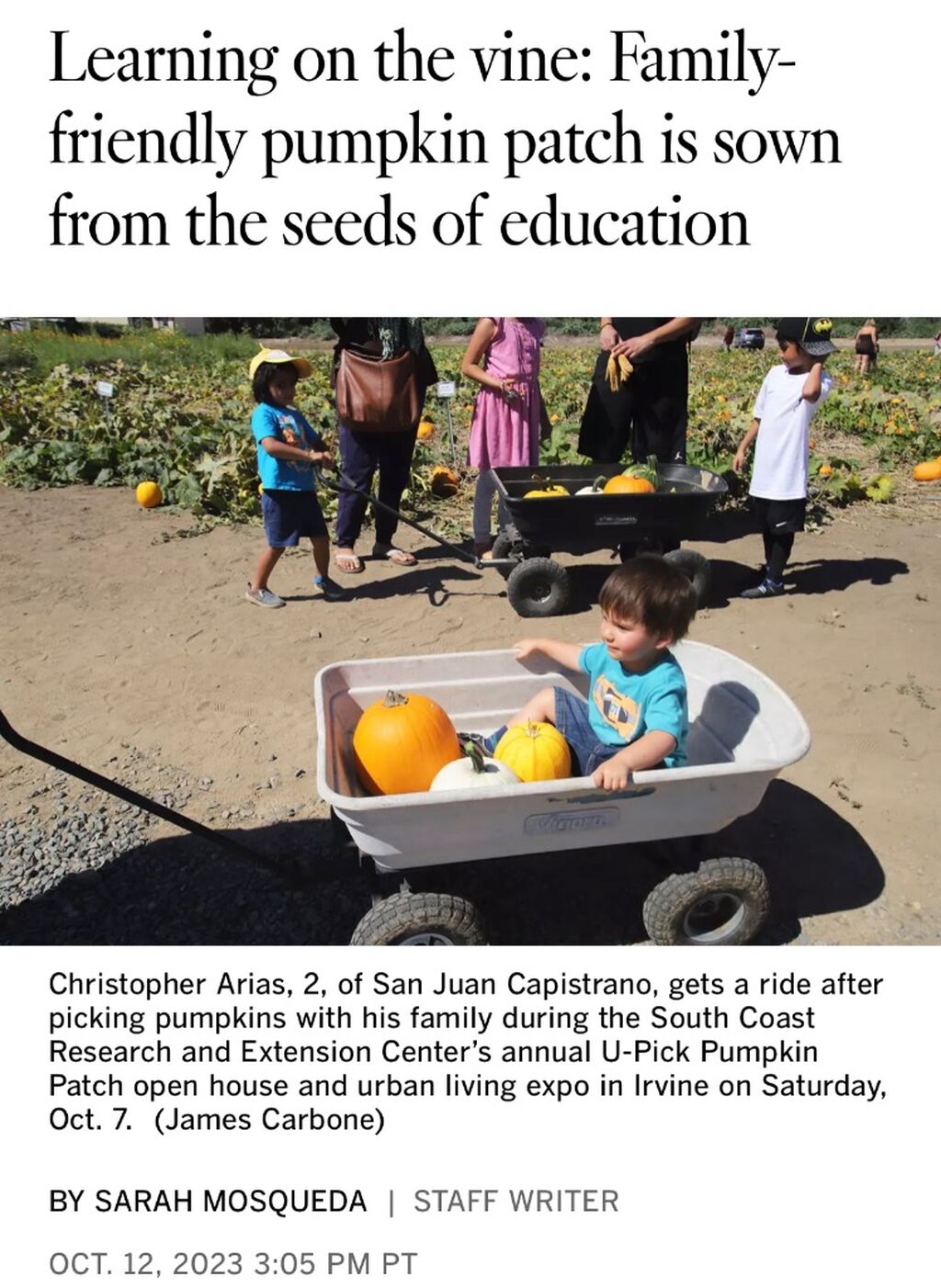 LA Times Pumpkin U-Pick article