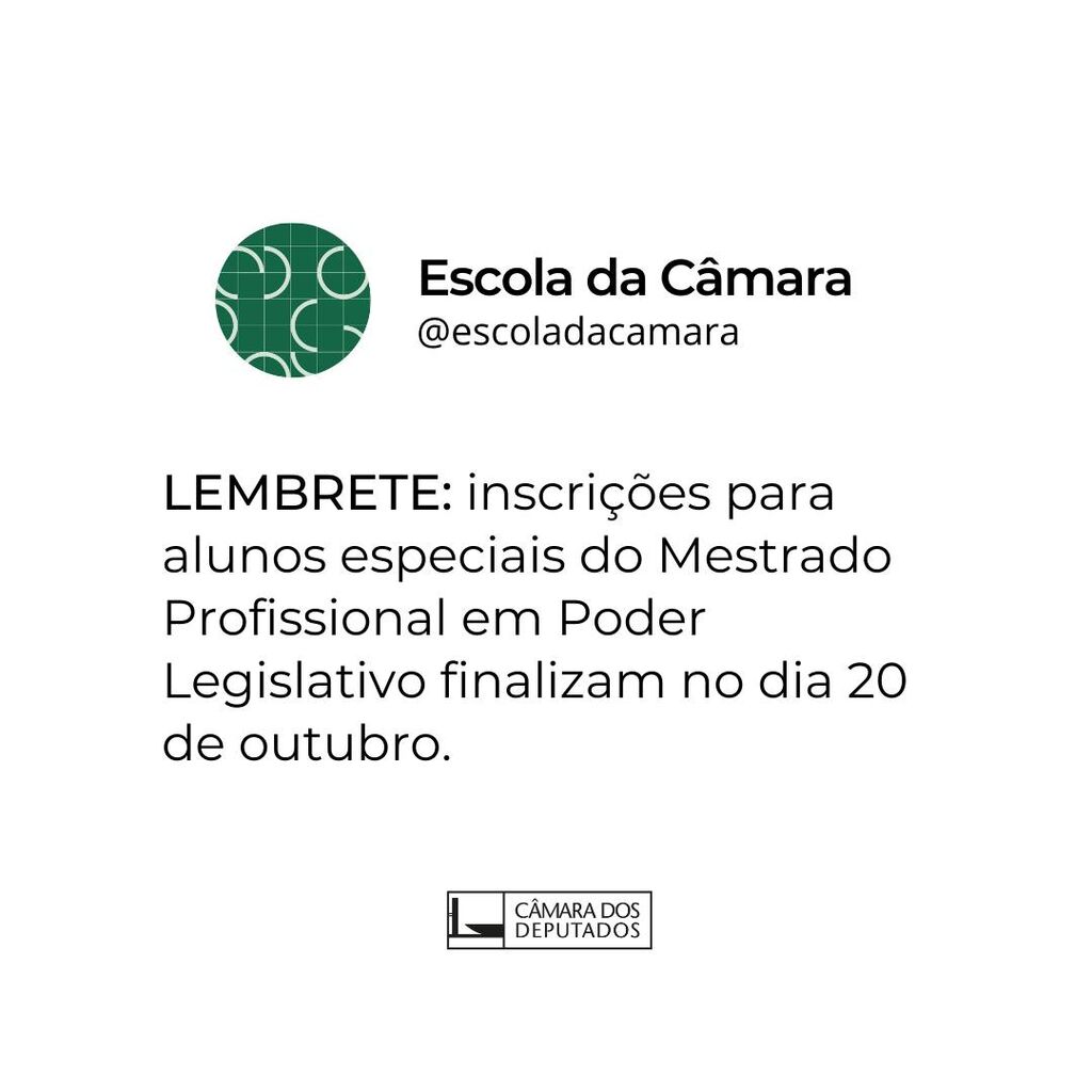 Mestrado em Poder Legislativo - processo seletivo de alunos especiais