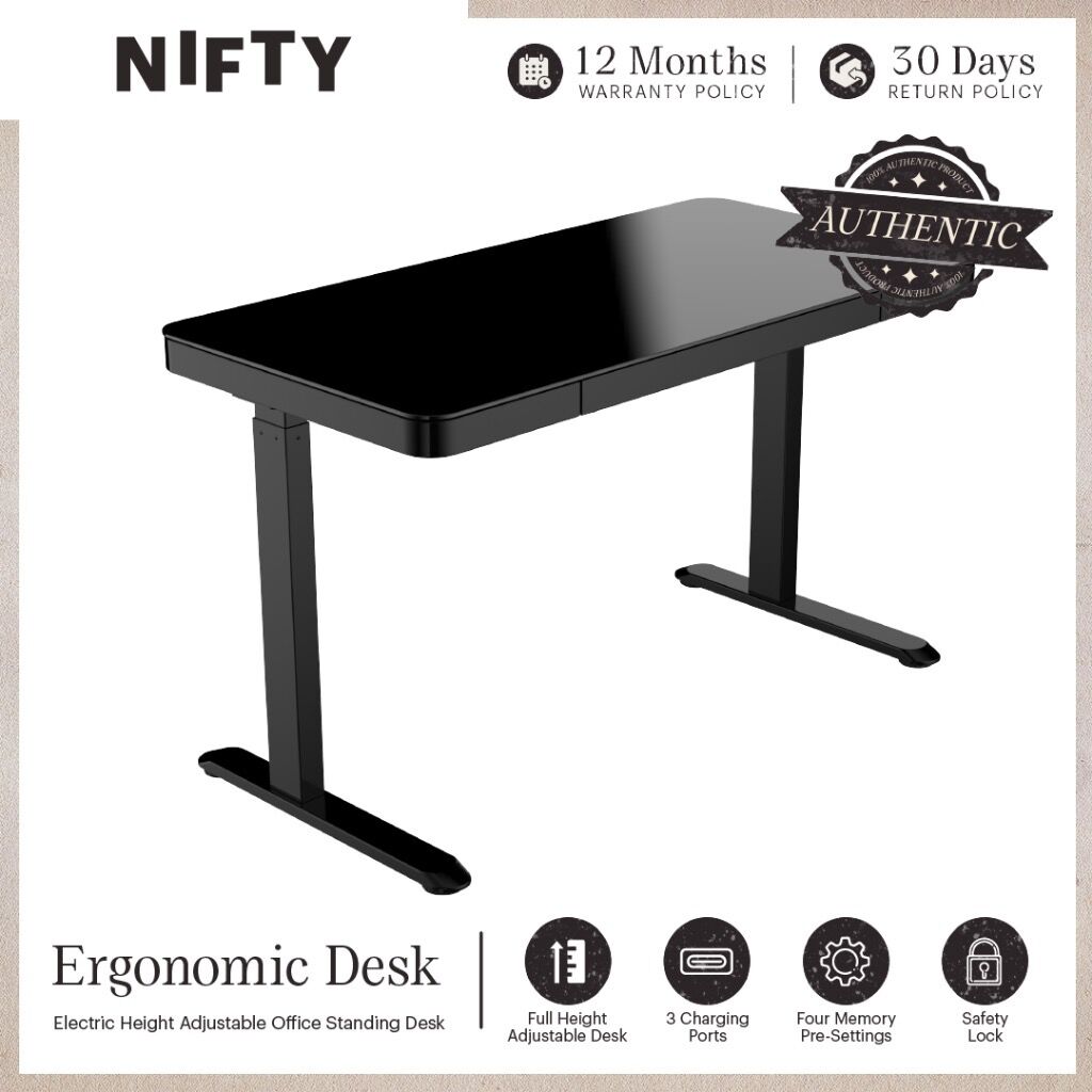 Nifty Standing desk with usb & drawer
