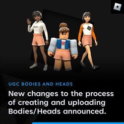 Roblox adds avatar bodies and heads to UGC marketplace