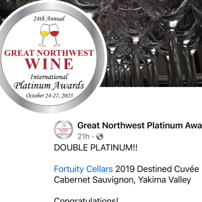 Destined Cab Sauv Cuv&eacute;e is Double Platinum. Purchase here