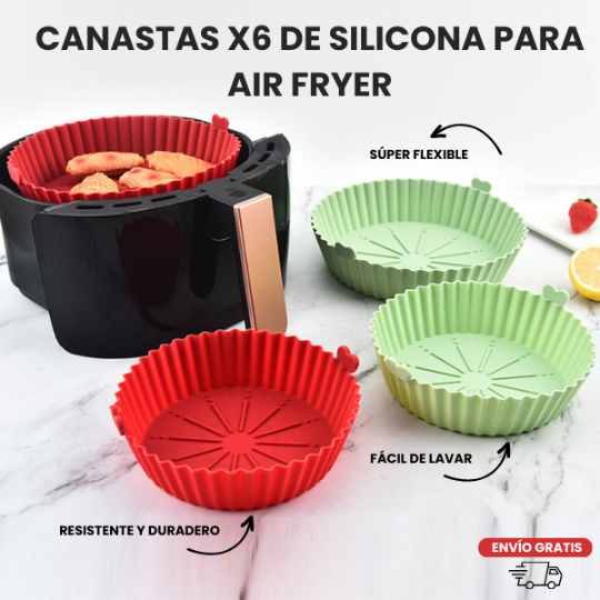 PACK DE 6 CANASTAS DE SILICONA PARA AIR FRYER + ENV&Iacute;O GRATIS