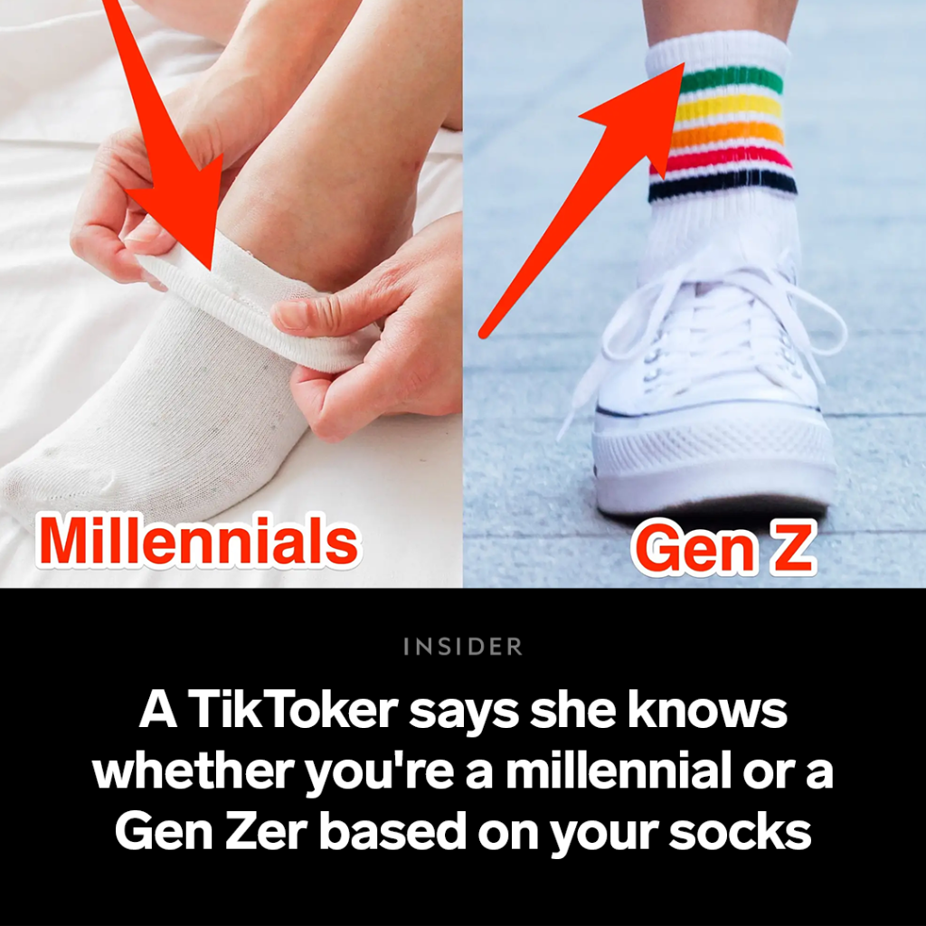 A TikToker says she knows whether you're a millennial or a Gen Zer based on your socks