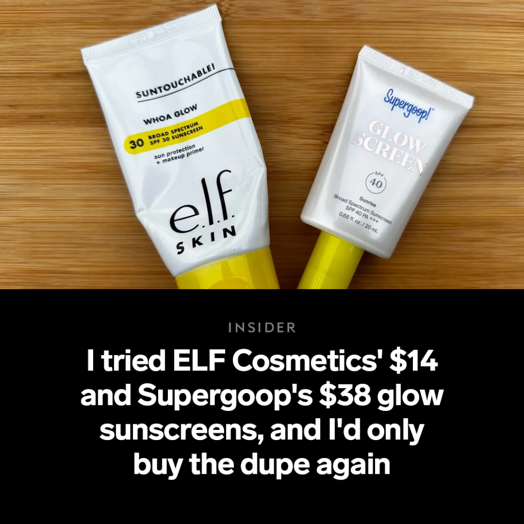 I tried ELF Cosmetics' $14 and Supergoop's $38 glow sunscreens, and I'd only buy the dupe again